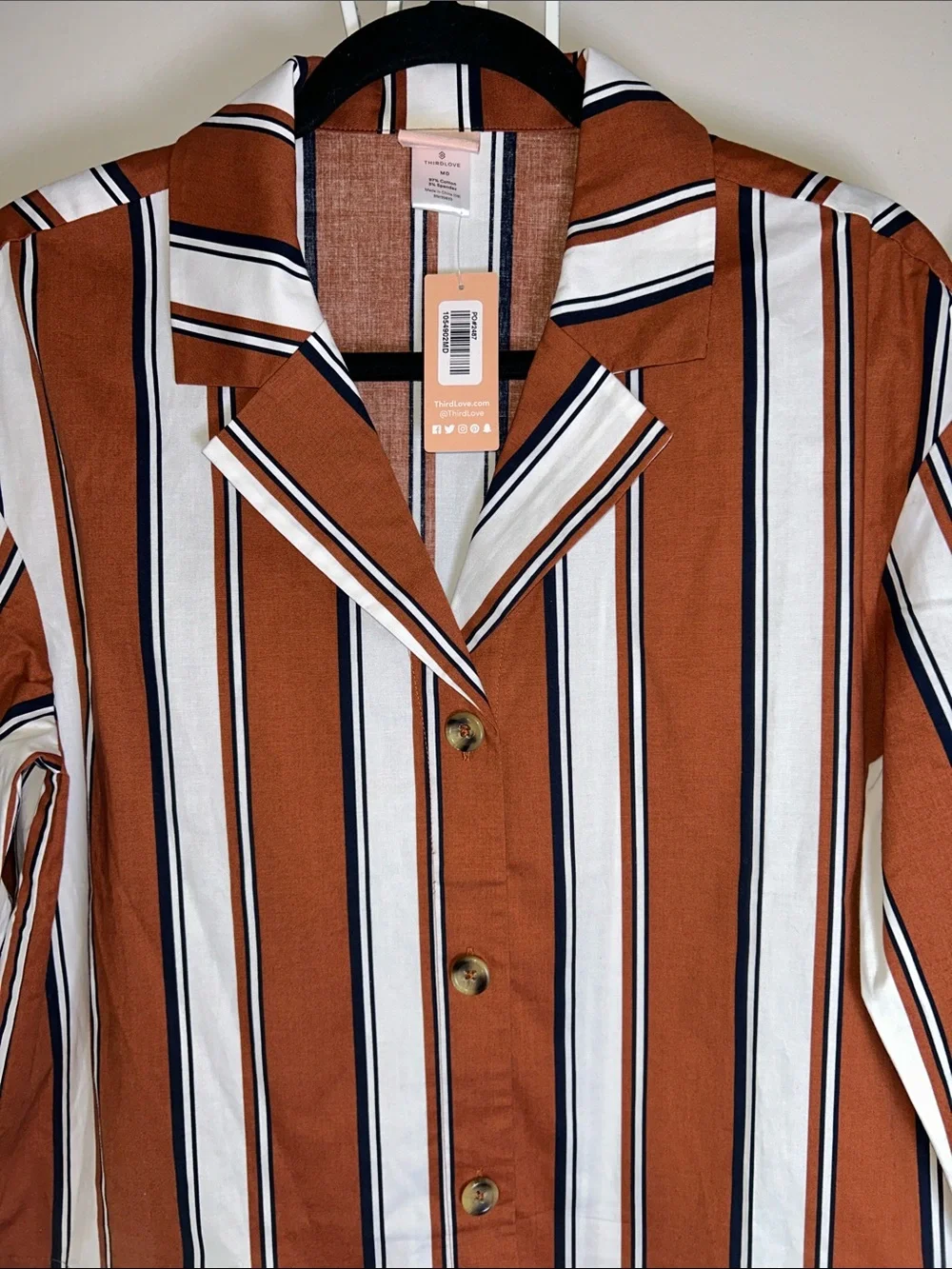 NWT ThirdLove Essential Cotton PJ Set in Sedona Stripe